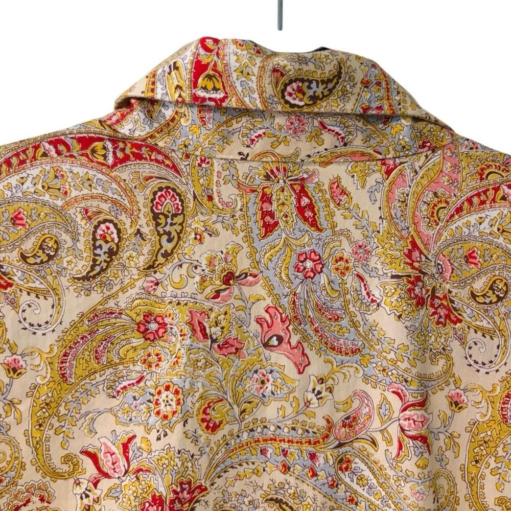 Chaps No-Iron XL button front paisley print shirt blouse contrast trim - Picture 6 of 12